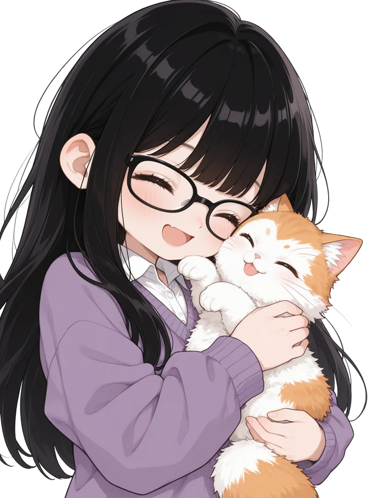 愛猫を嬉しそうに抱きしめる見習い魔女のNahyun